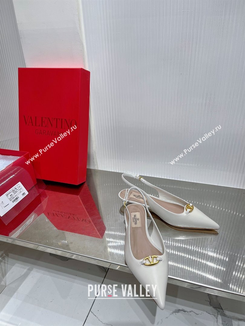 Valentino The Bold Edition VLogo Slingback Pumps 3cm in Calfskin White 2024 0227 (ZN-240227055)