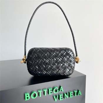 Bottega Veneta Knot On Strap in Foulard Intreccio Leather 717623 Black 2023 (MS-23101608)