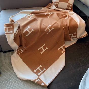 Hermes Cashmere Wool Blanket H62701 Brown 2024 (SHY-24062701)