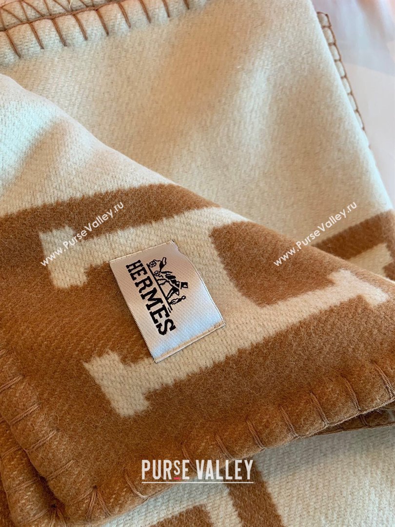 Hermes Cashmere  Wool Blanket H62701 Brown 2024 (SHY-24062701)