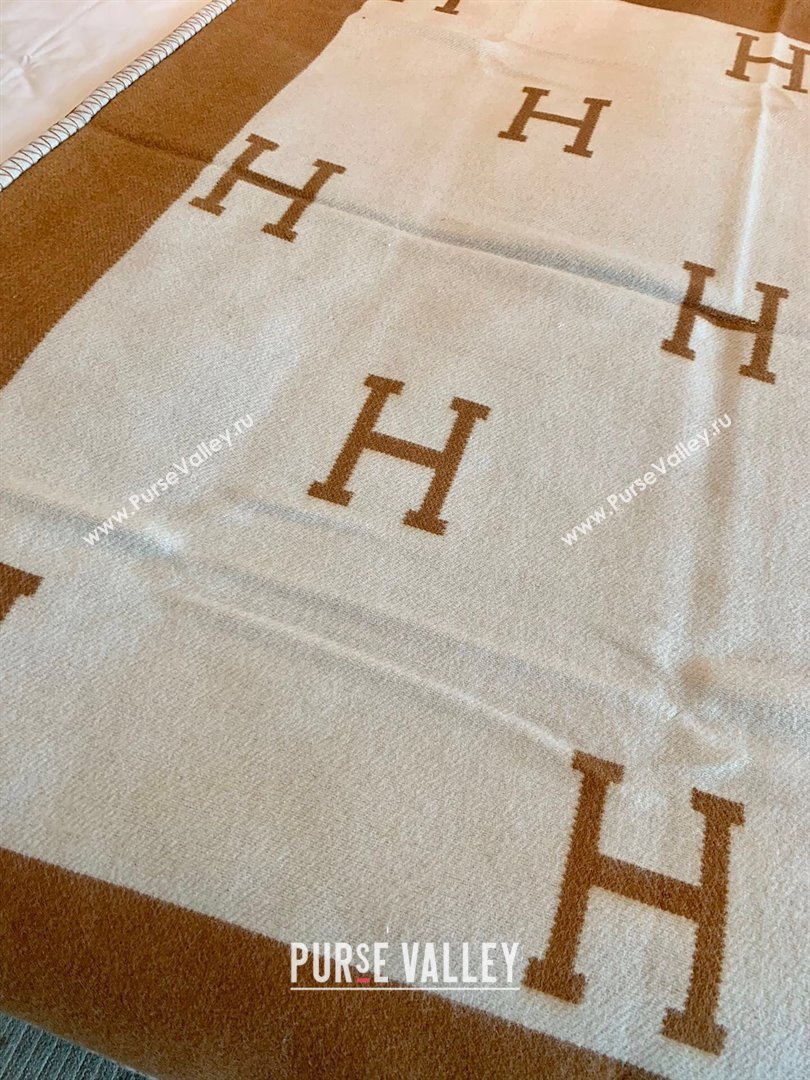 Hermes Cashmere  Wool Blanket H62701 Brown 2024 (SHY-24062701)