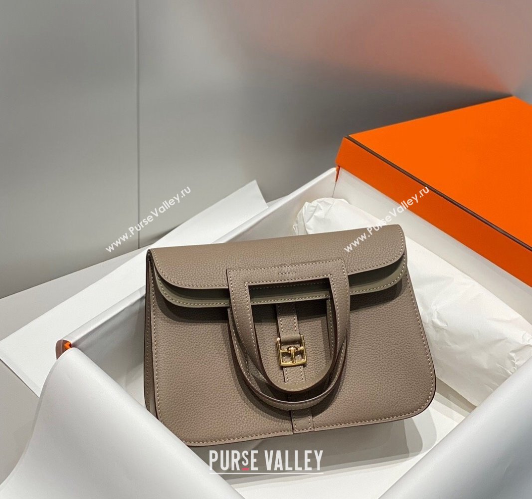 Hermes Halzan 25cm Bag in Togo Calfskin Pitch Grey 2024 H092501 (FLB-240925014)