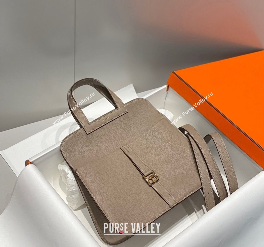 Hermes Halzan 25cm Bag in Togo Calfskin Pitch Grey 2024 H092501 (FLB-240925014)