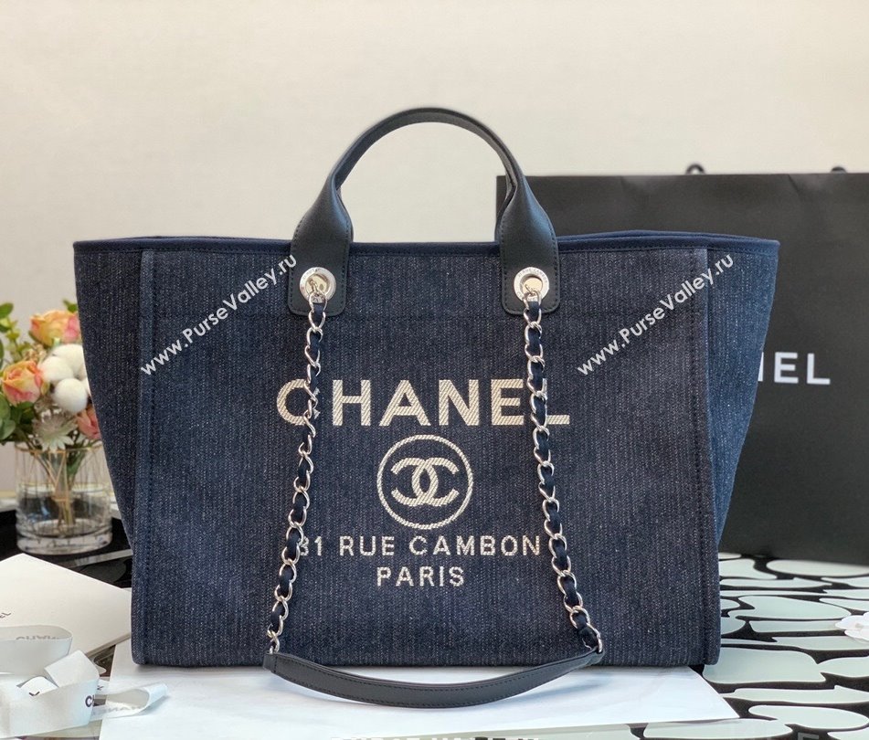 Chanel Deauville Denim Large Shopping Bag A66941 Blue 2022 11 (XING-22010411)