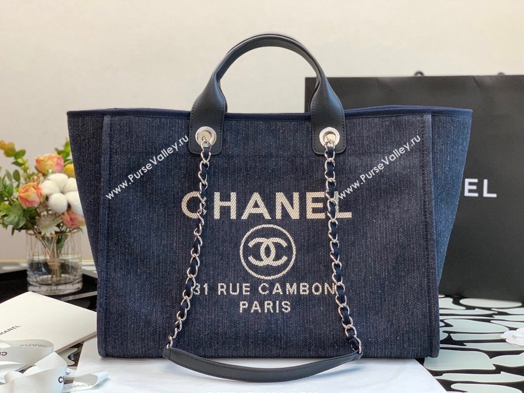 Chanel Deauville Denim Large Shopping Bag A66941 Blue 2022 11 (XING-22010411)