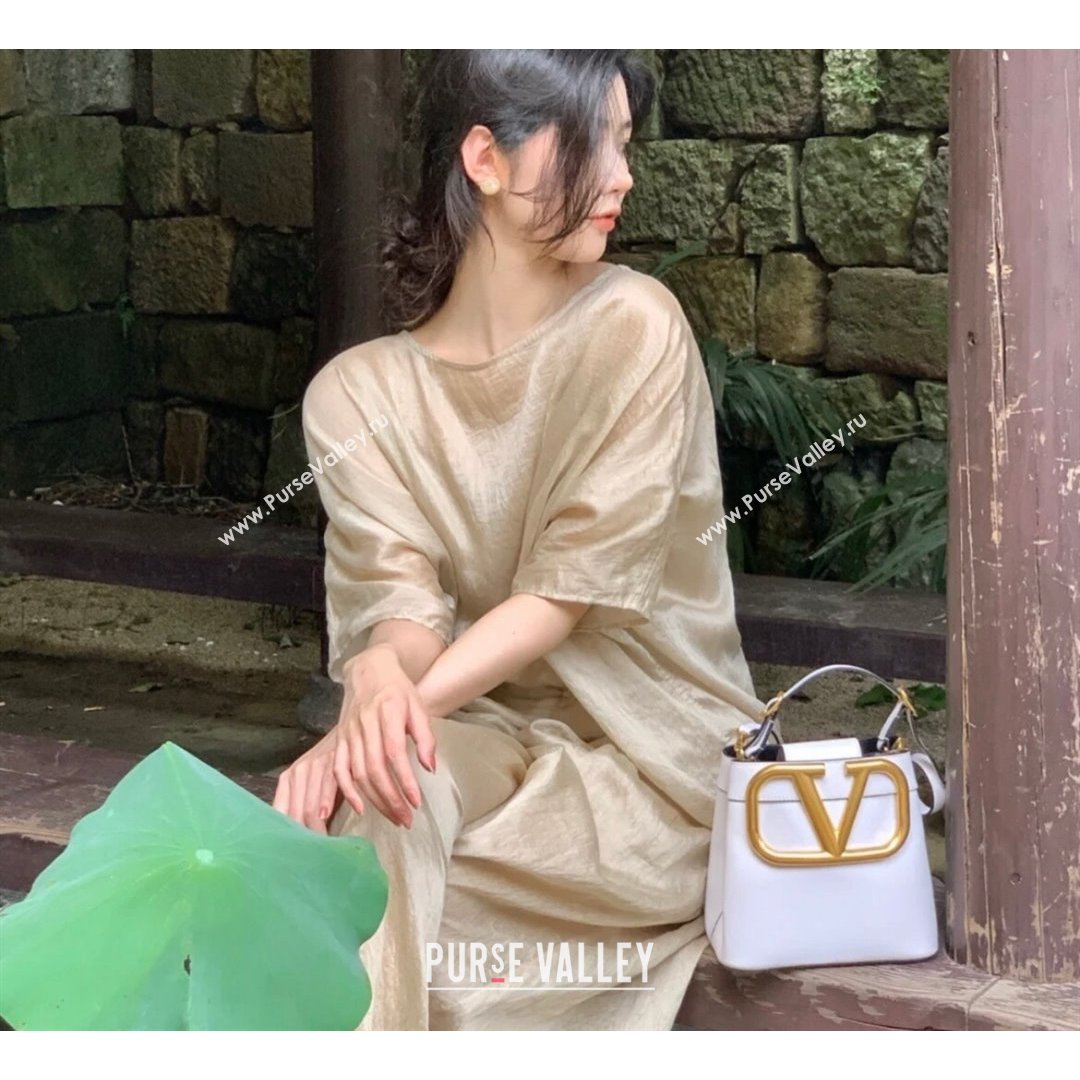 Valentino Supervee Calfskin Bucket Bag with Maxi VLogo White 2021 1122 (JD-21090933)