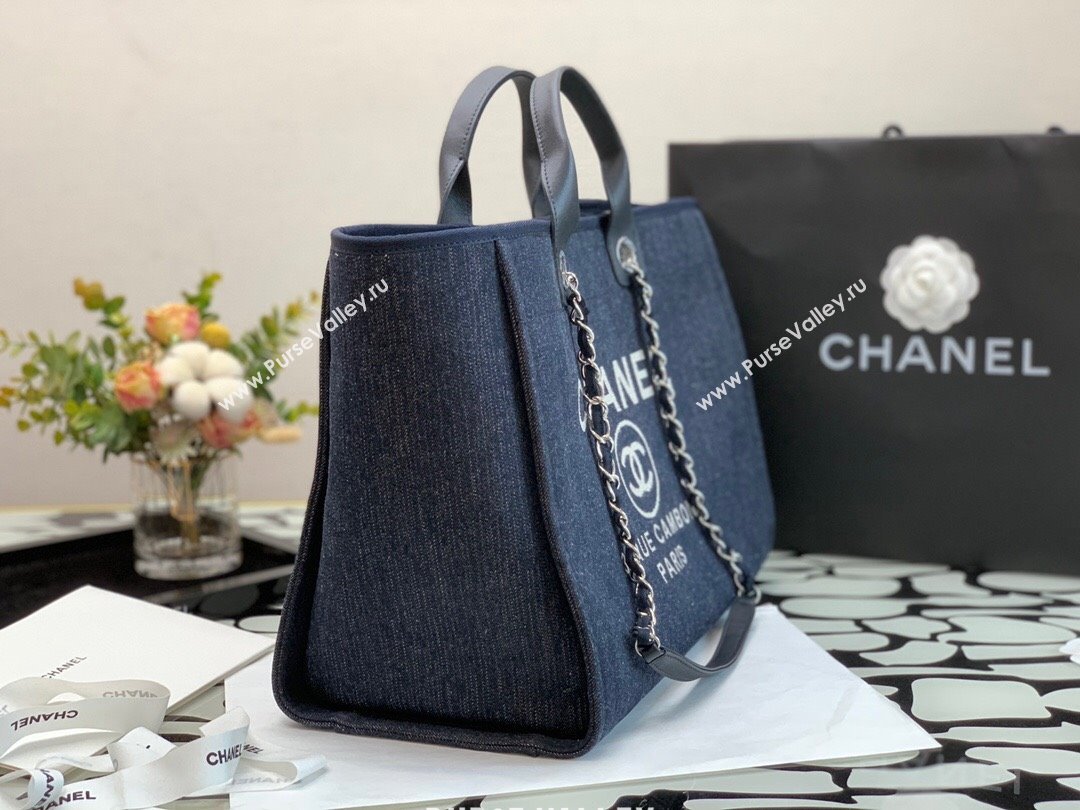 Chanel Deauville Denim Large Shopping Bag A66941 Blue 2022 11 (XING-22010411)