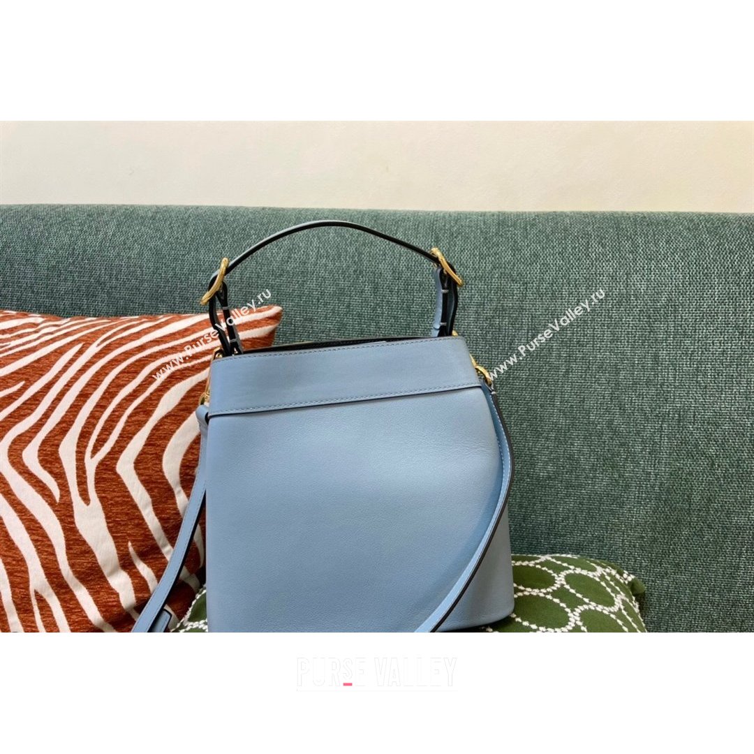 Valentino Supervee Calfskin Bucket Bag with Maxi VLogo Blue 2021 1122 (JD-21090935)