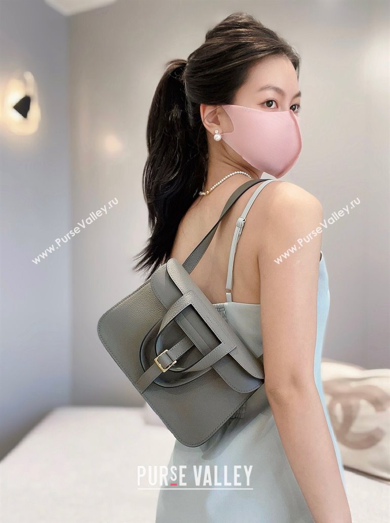 Hermes Halzan 25cm Bag in Togo Calfskin Cloud Grey 2024 H092501 (FLB-240925016)