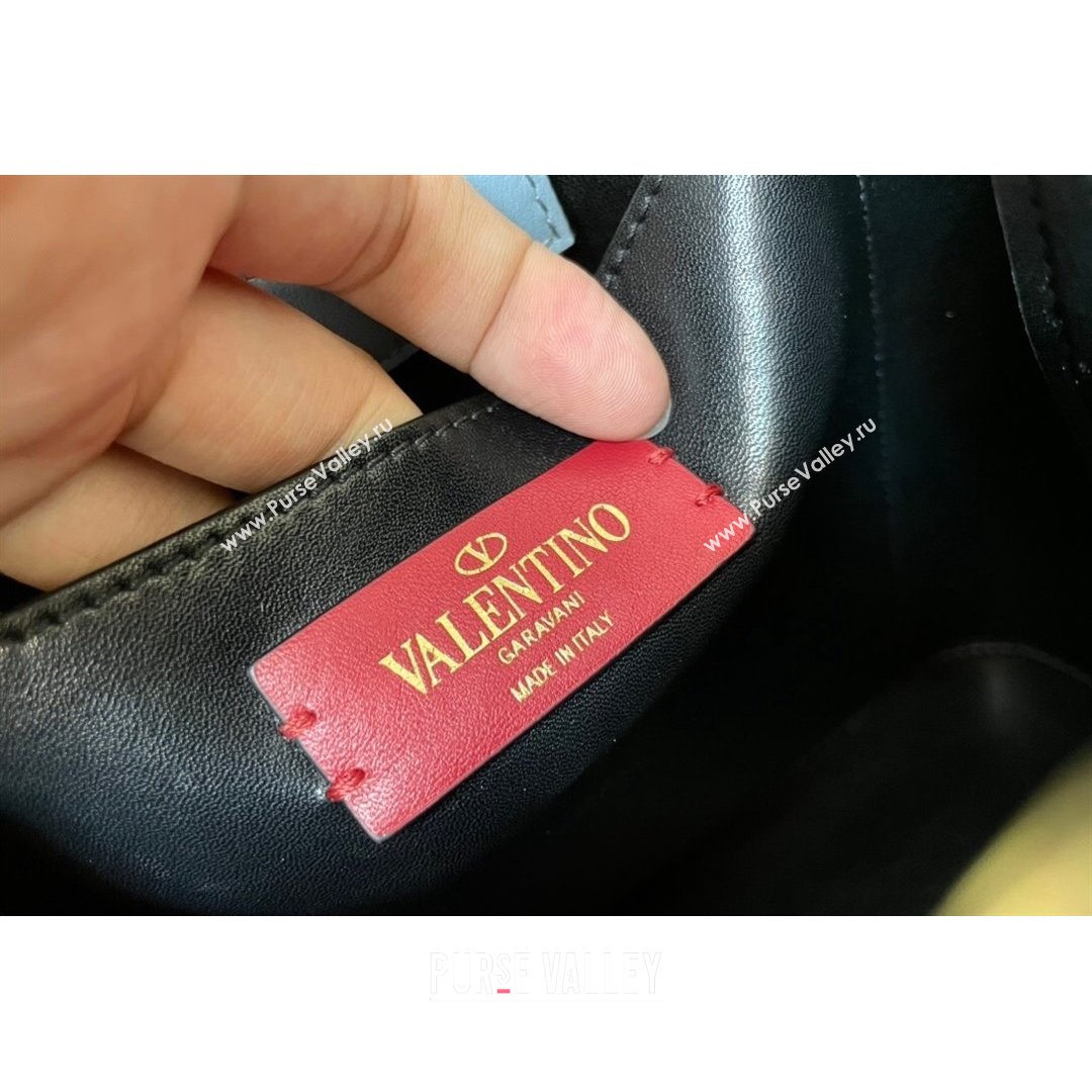 Valentino Supervee Calfskin Bucket Bag with Maxi VLogo Blue 2021 1122 (JD-21090935)