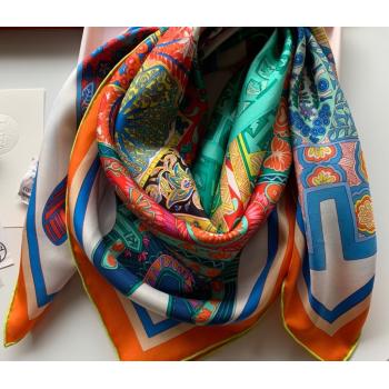 Hermes Saddle Pad Print Twilly Silk Square Scarf 90x90cm Orange 2021 (WNS-21081716)