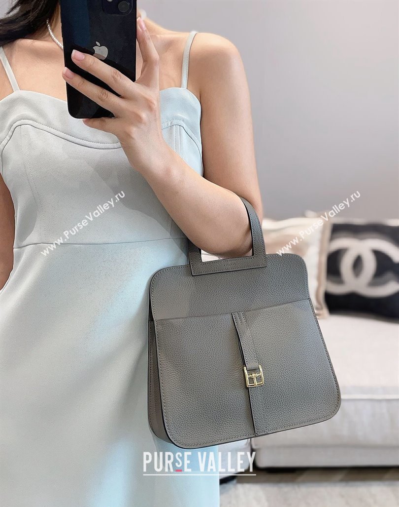 Hermes Halzan 25cm Bag in Togo Calfskin Cloud Grey 2024 H092501 (FLB-240925016)