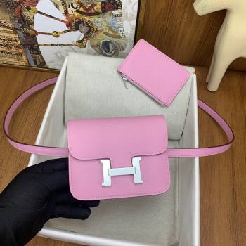 Hermes Constance Slim Wallet with Leather Strap in Epsom Leather Malva Violet/Silver 2024(Handmade) (XYA-24080124)