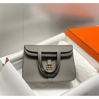 Hermes Halzan 25cm Bag in Togo Calfskin Cloud Grey 2024 H092501 (FLB-240925016)