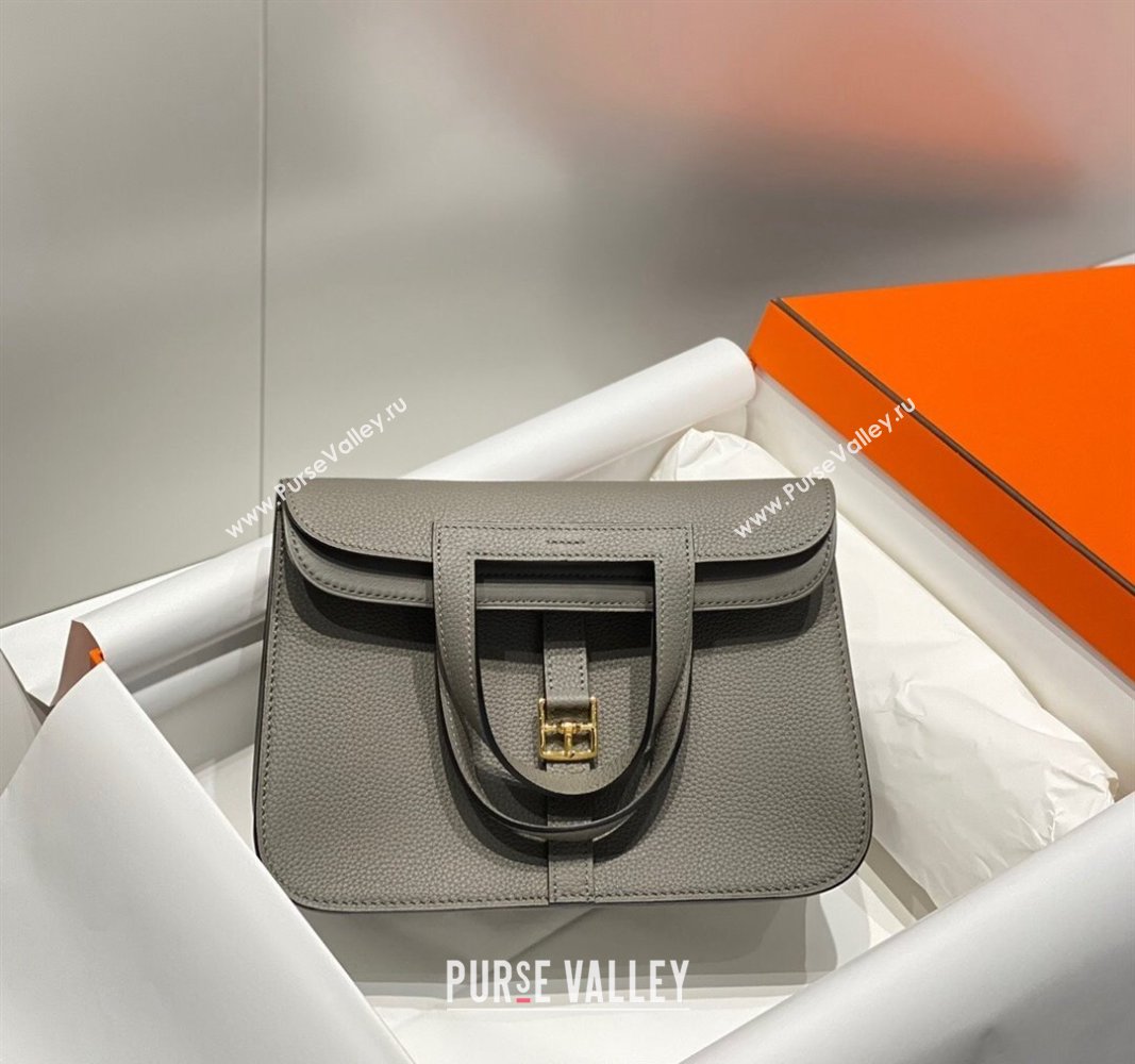 Hermes Halzan 25cm Bag in Togo Calfskin Cloud Grey 2024 H092501 (FLB-240925016)