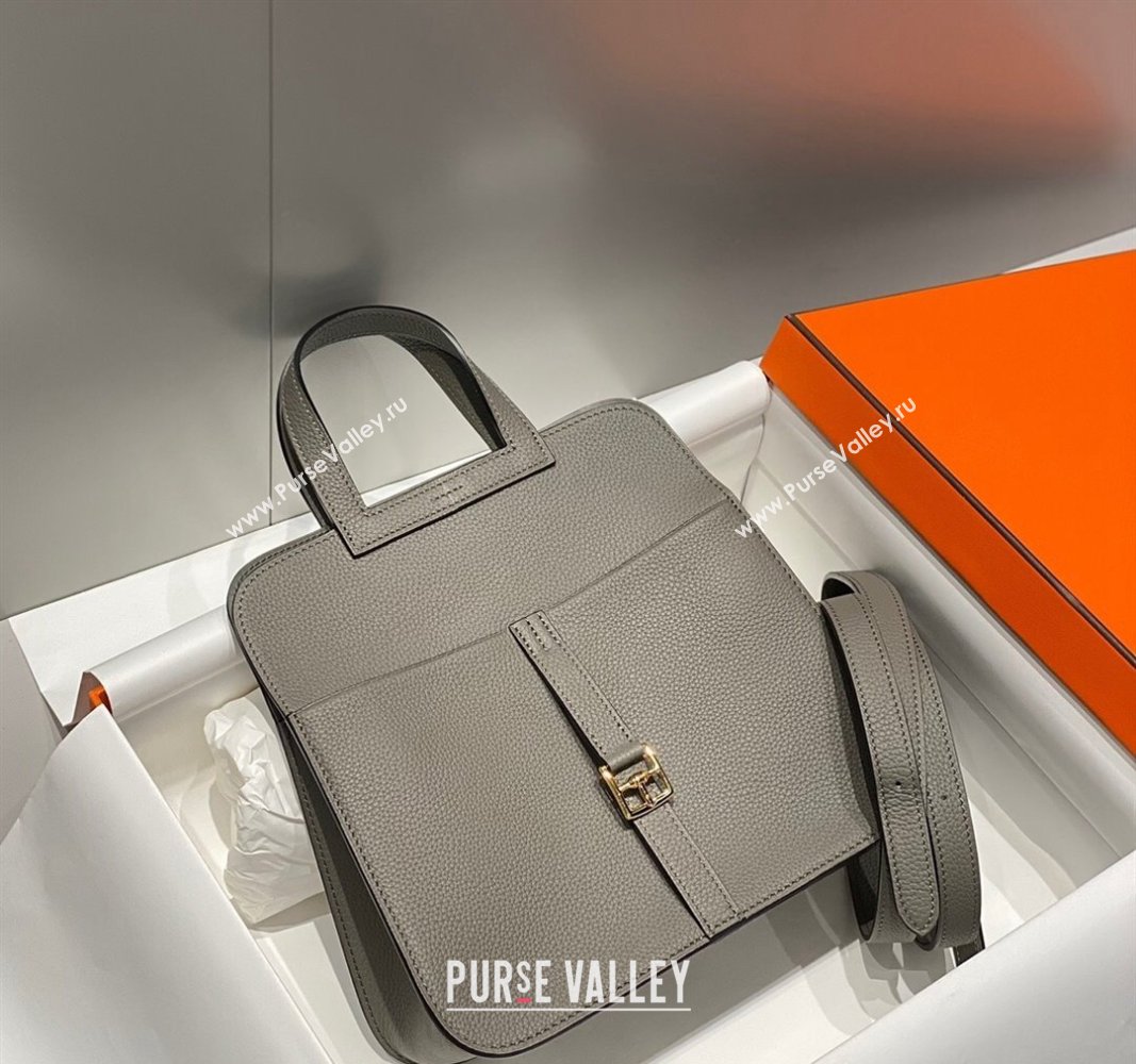 Hermes Halzan 25cm Bag in Togo Calfskin Cloud Grey 2024 H092501 (FLB-240925016)