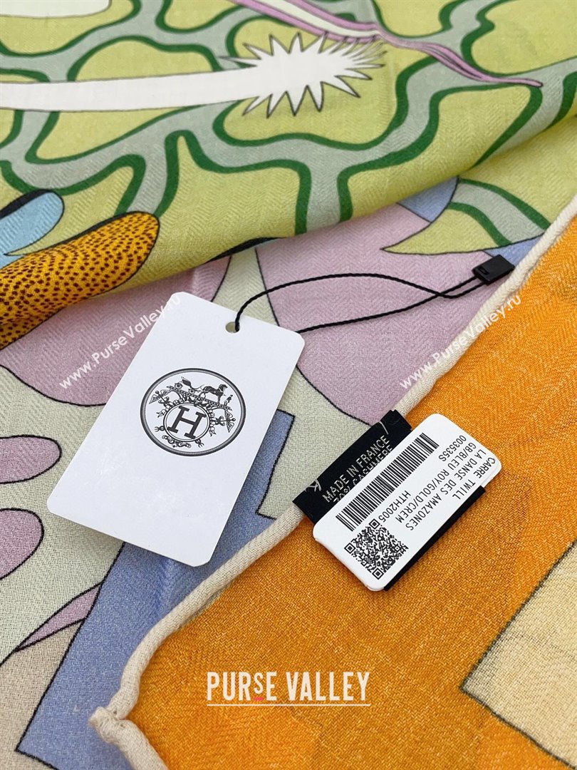 Hermes Cashmere Silk Sqaure Shawl Scarf 140cm H111814 Orange 2023 (A-23111814)