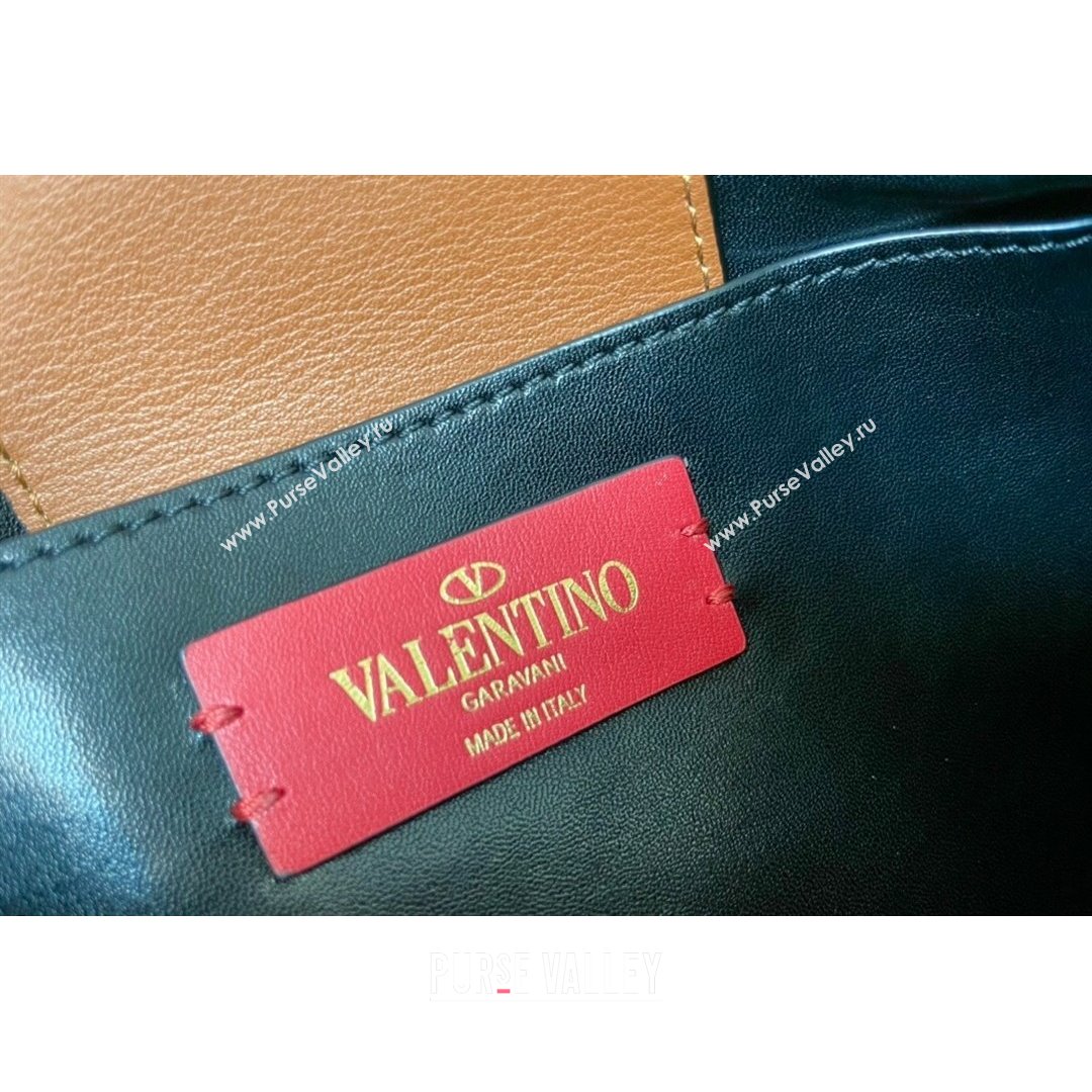 Valentino Supervee Calfskin Bucket Bag with Maxi VLogo Brown 2021 1122 (JD-21090937)