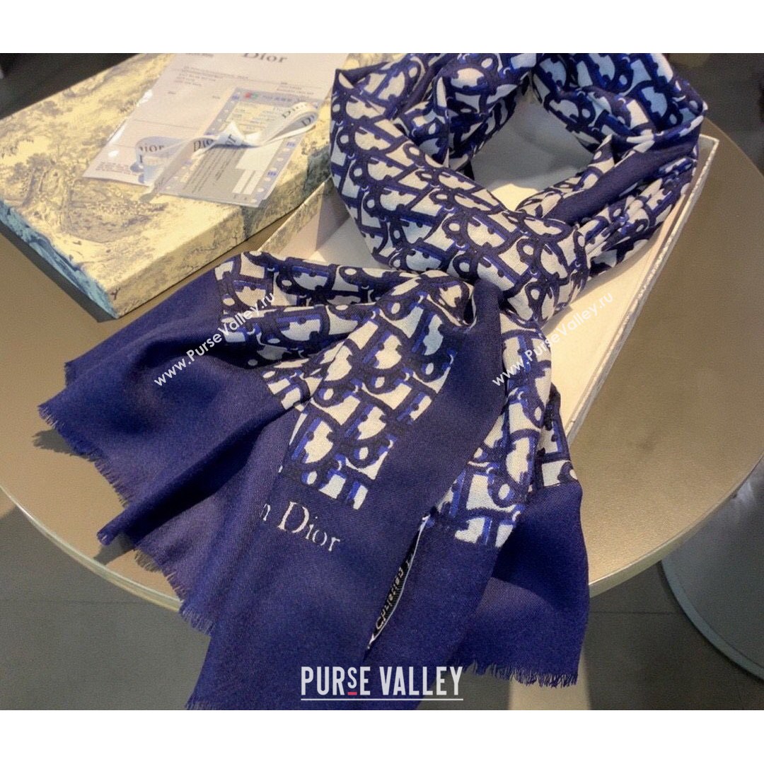Dior Oblique Scarf 70x180cm Blue 2021 (A-21081818)