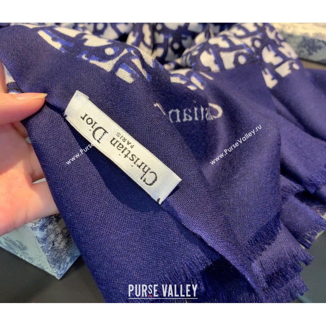 Dior Oblique Scarf 70x180cm Blue 2021 (A-21081818)