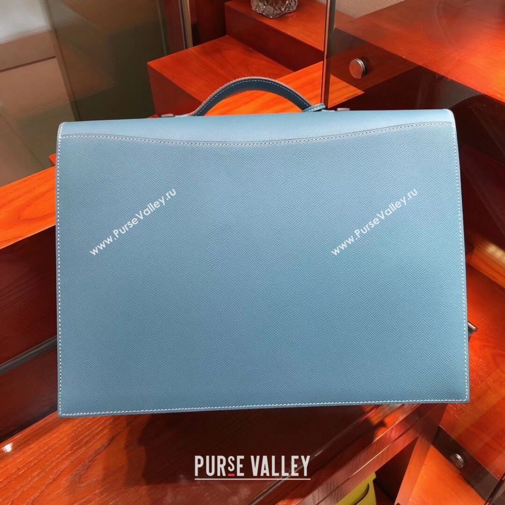 Hermes Sac a Depeches 38 Briefcase in Epsom Leather Blue 2024(Full Handmade) (XYA-24082101)