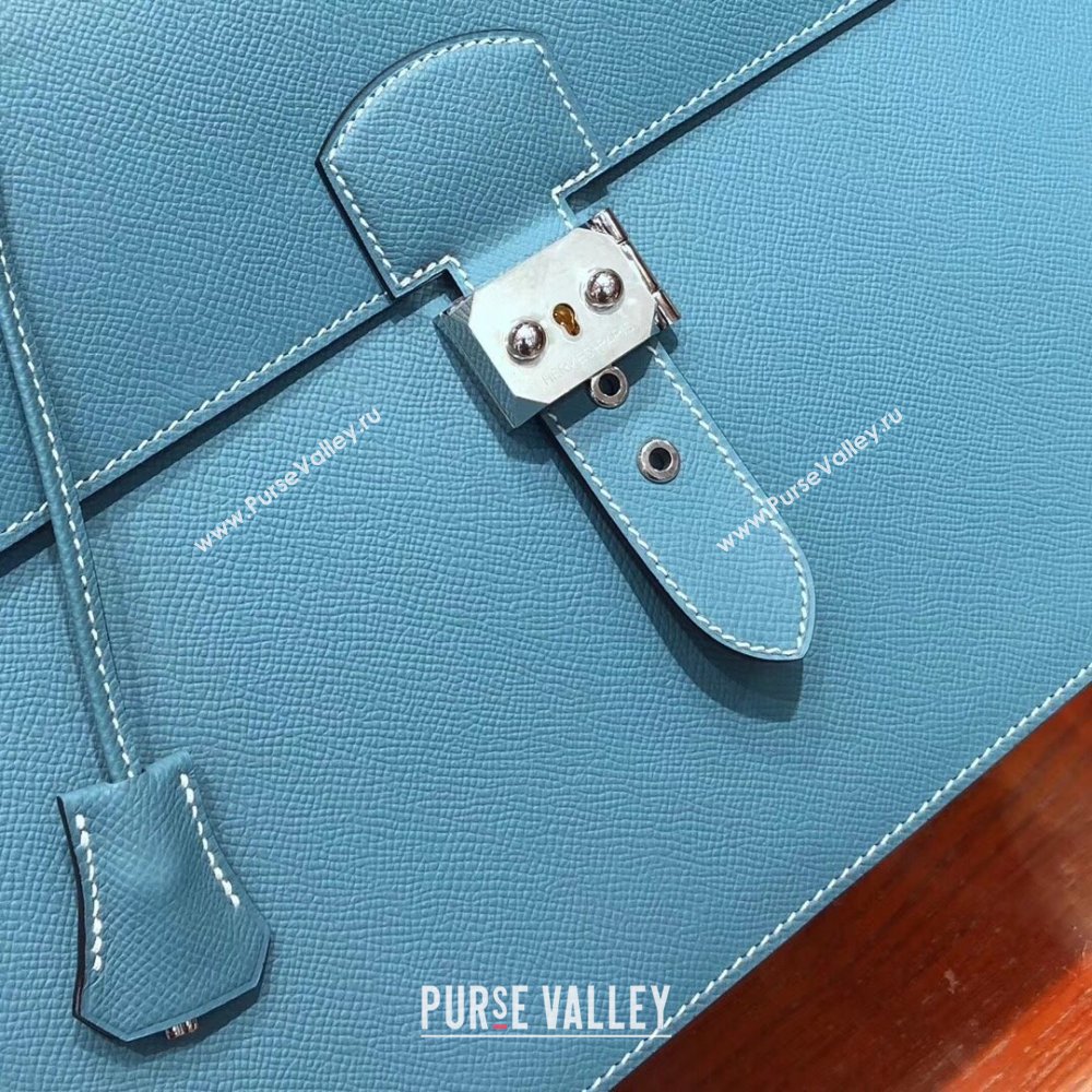 Hermes Sac a Depeches 38 Briefcase in Epsom Leather Blue 2024(Full Handmade) (XYA-24082101)