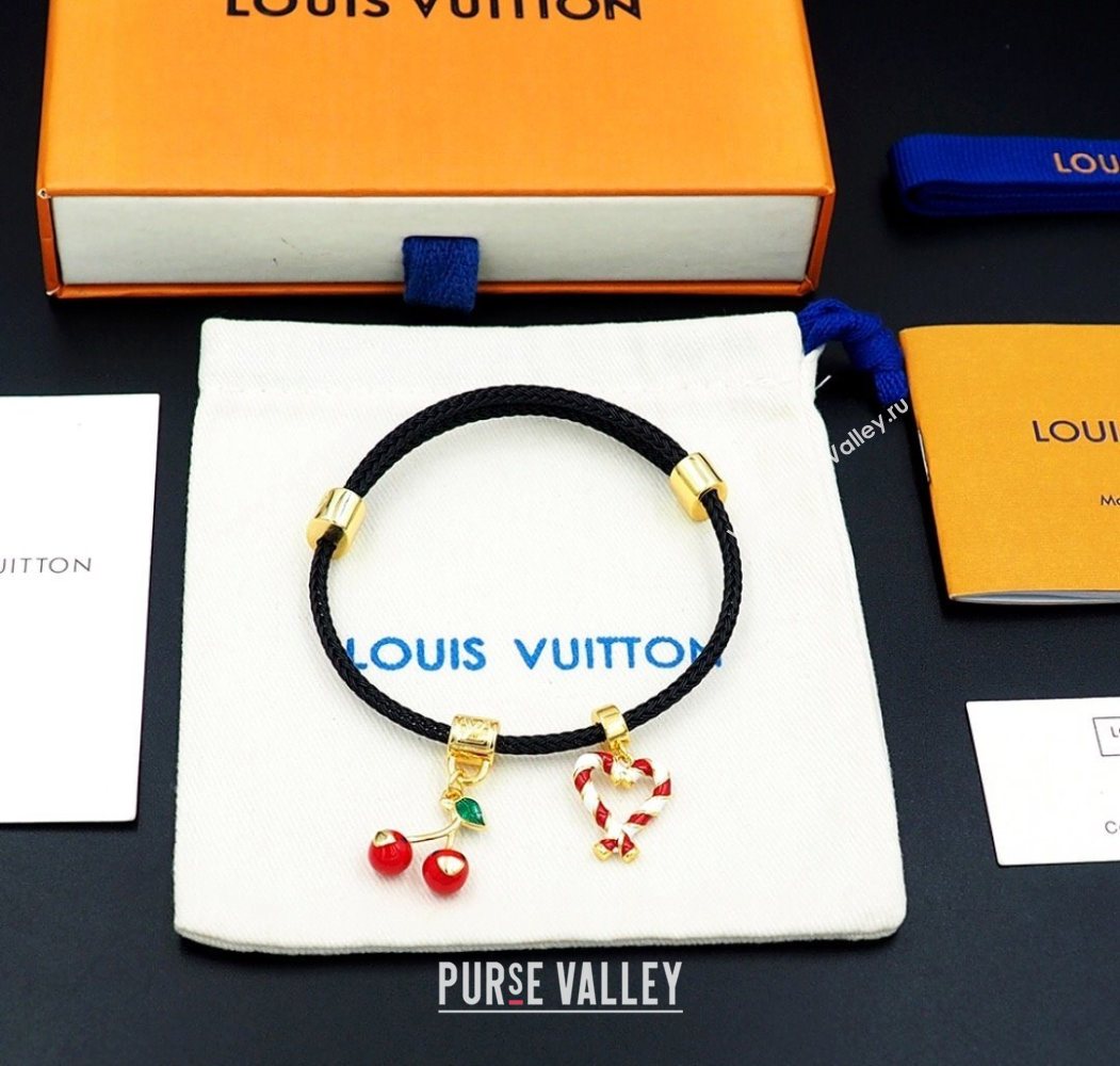 Louis Vuitton LV x TM Cerise Cherry Bracelet Black 2025 0721 (YF-250721125)