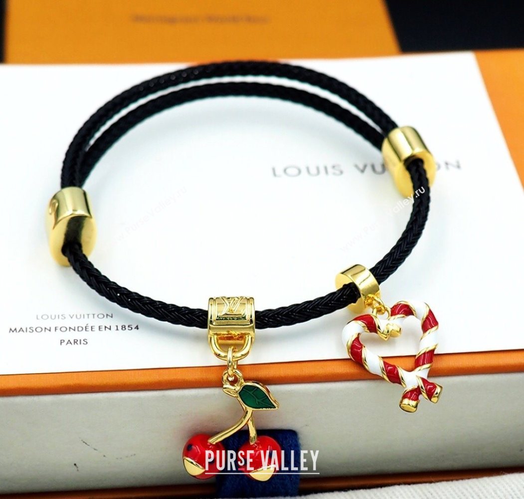 Louis Vuitton LV x TM Cerise Cherry Bracelet Black 2025 0721 (YF-250721125)