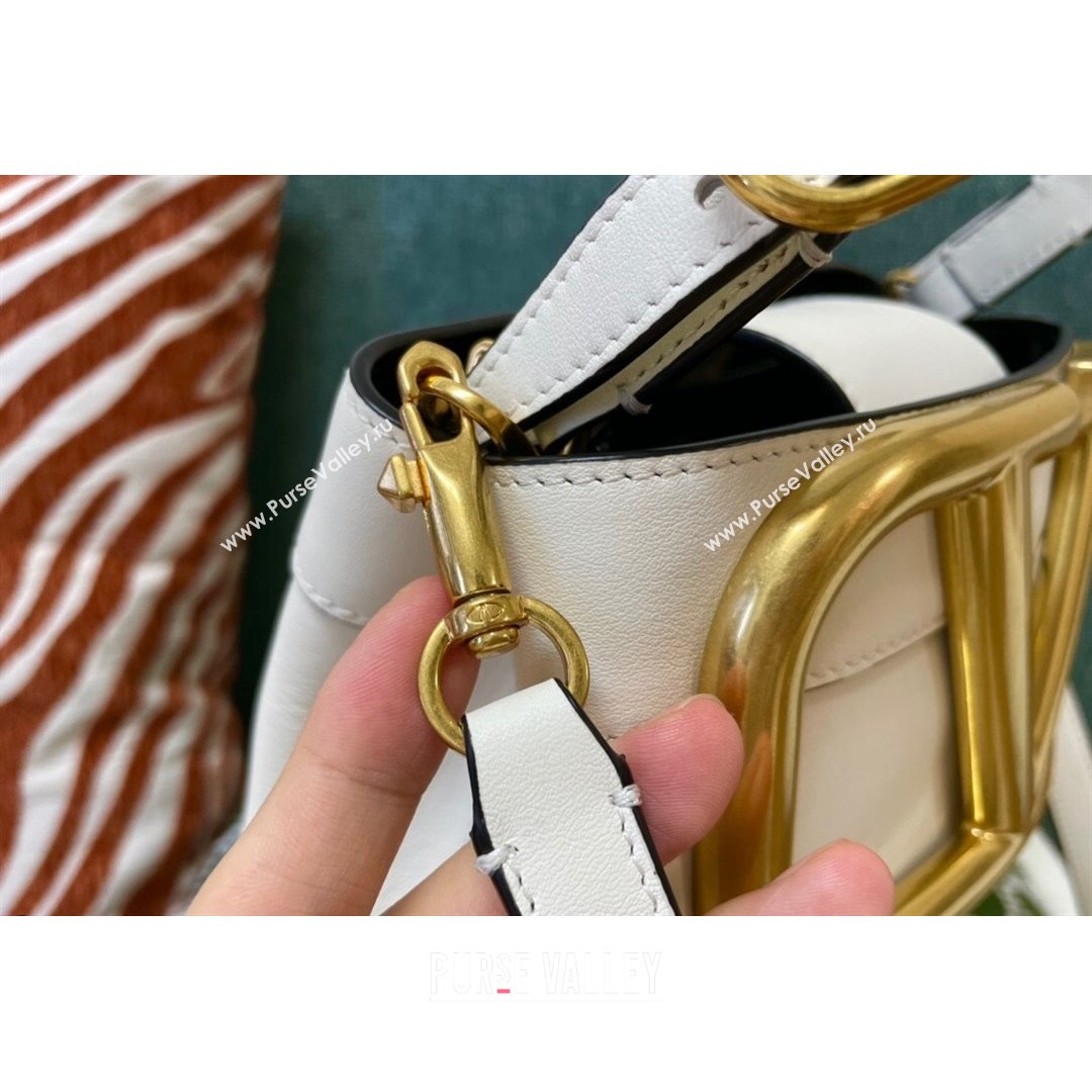 Valentino Supervee Calfskin Bucket Bag with Maxi VLogo White 2021 1122 (JD-21090933)