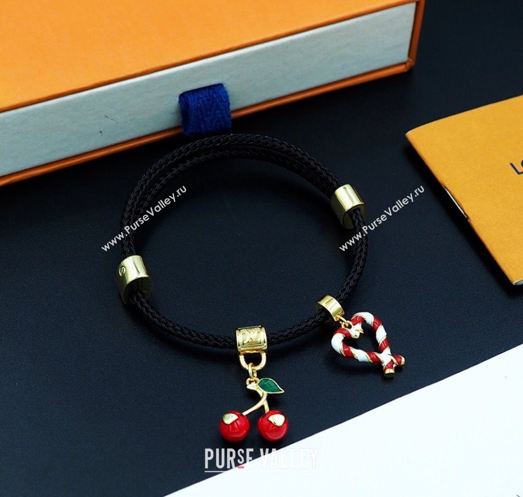 Louis Vuitton LV x TM Cerise Cherry Bracelet Black 2025 0721 (YF-250721125)