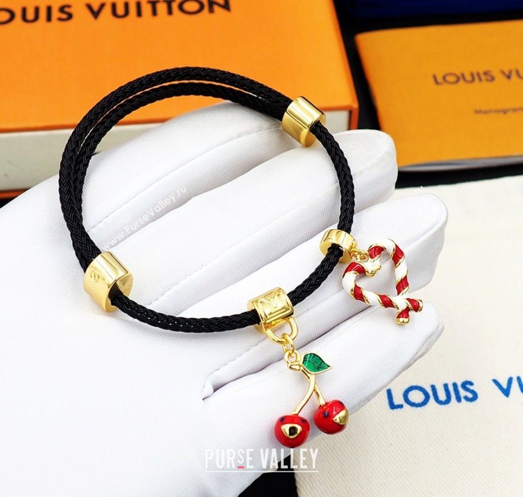 Louis Vuitton LV x TM Cerise Cherry Bracelet Black 2025 0721 (YF-250721125)