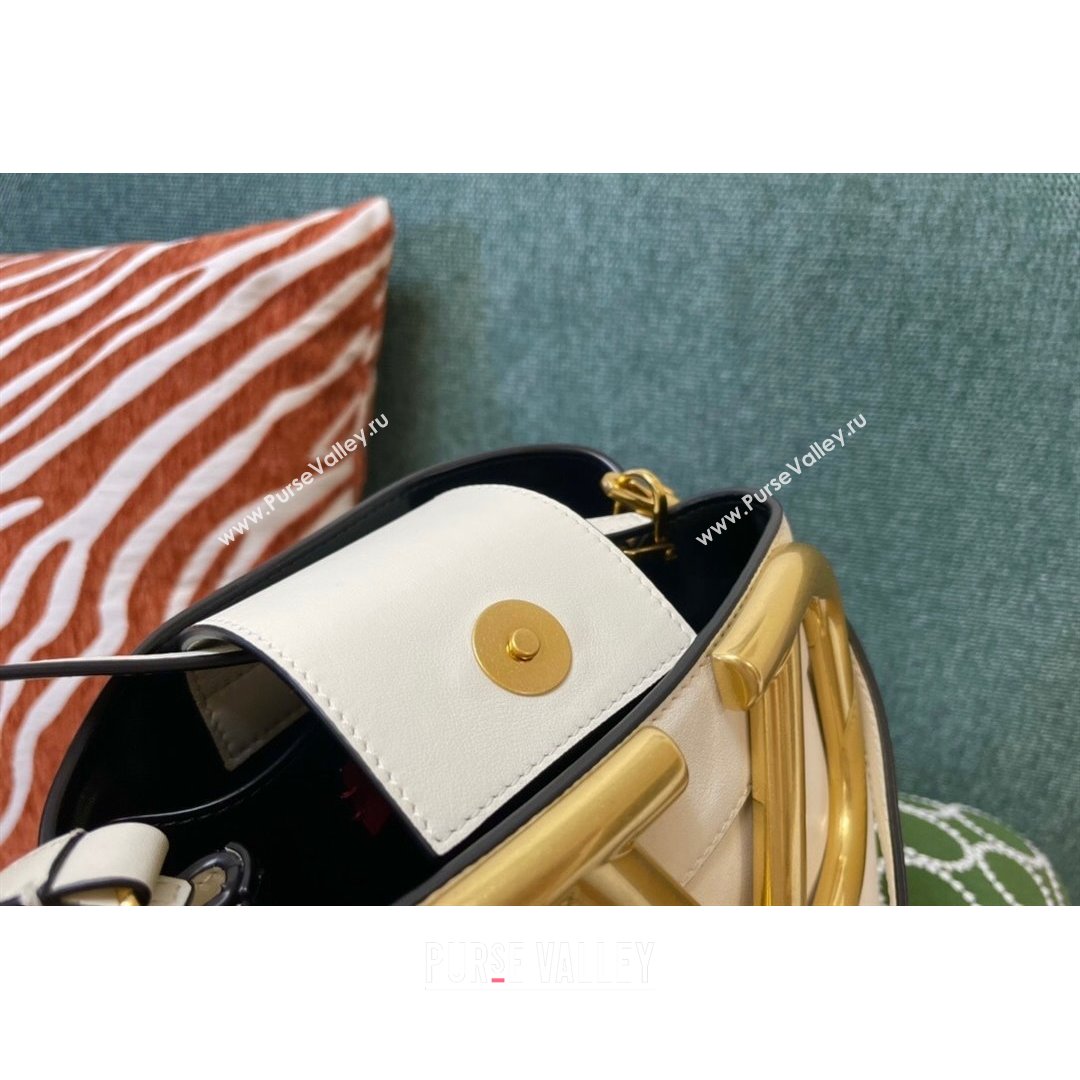 Valentino Supervee Calfskin Bucket Bag with Maxi VLogo White 2021 1122 (JD-21090933)