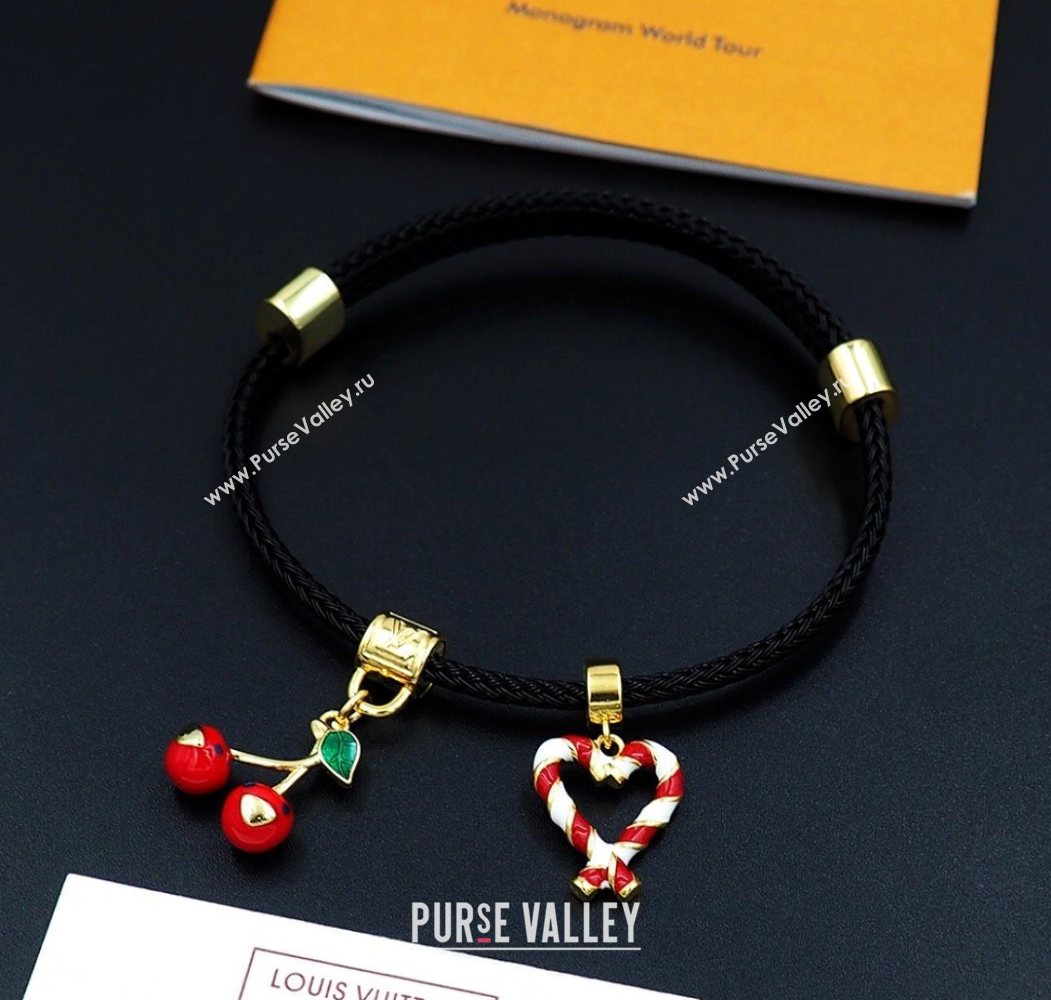 Louis Vuitton LV x TM Cerise Cherry Bracelet Black 2025 0721 (YF-250721125)