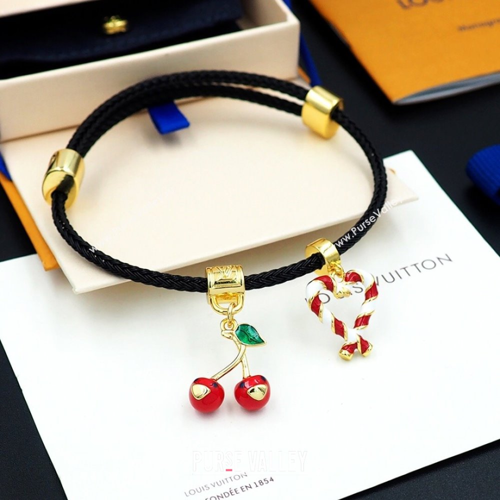 Louis Vuitton LV x TM Cerise Cherry Bracelet Black 2025 0721 (YF-250721125)