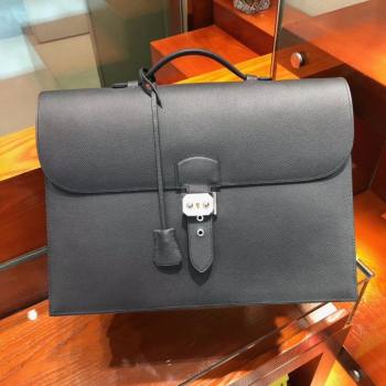 Hermes Sac a Depeches 38 Briefcase in Epsom Leather Black 2024(Full Handmade) (XYA-24082104)