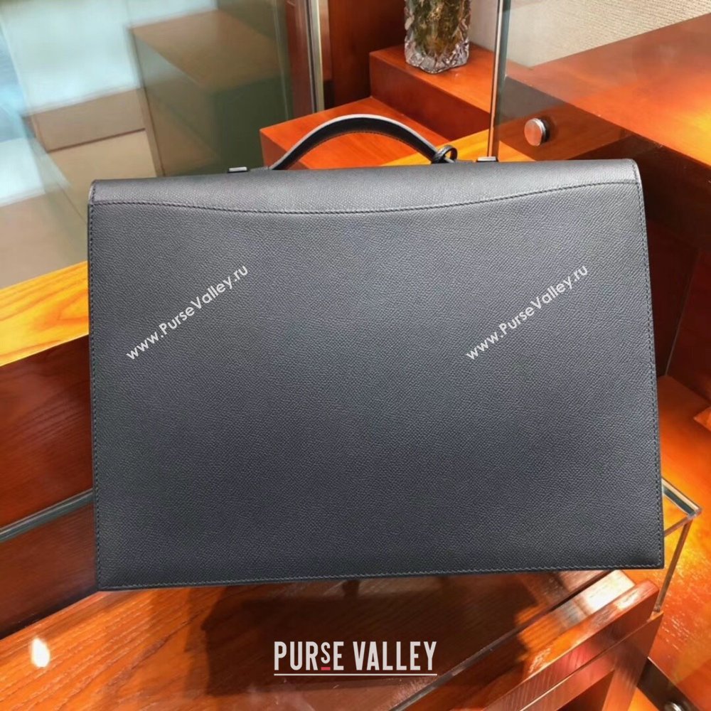 Hermes Sac a Depeches 38 Briefcase in Epsom Leather Black 2024(Full Handmade) (XYA-24082104)