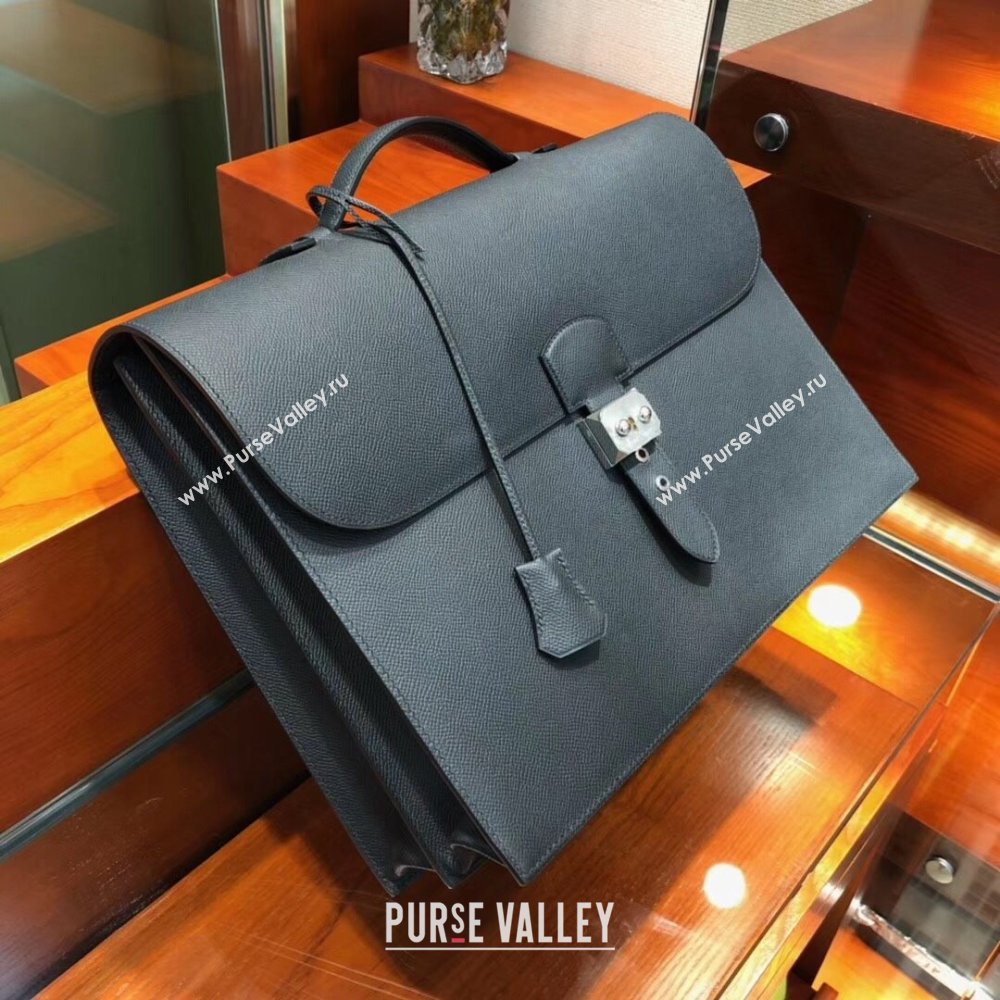 Hermes Sac a Depeches 38 Briefcase in Epsom Leather Black 2024(Full Handmade) (XYA-24082104)