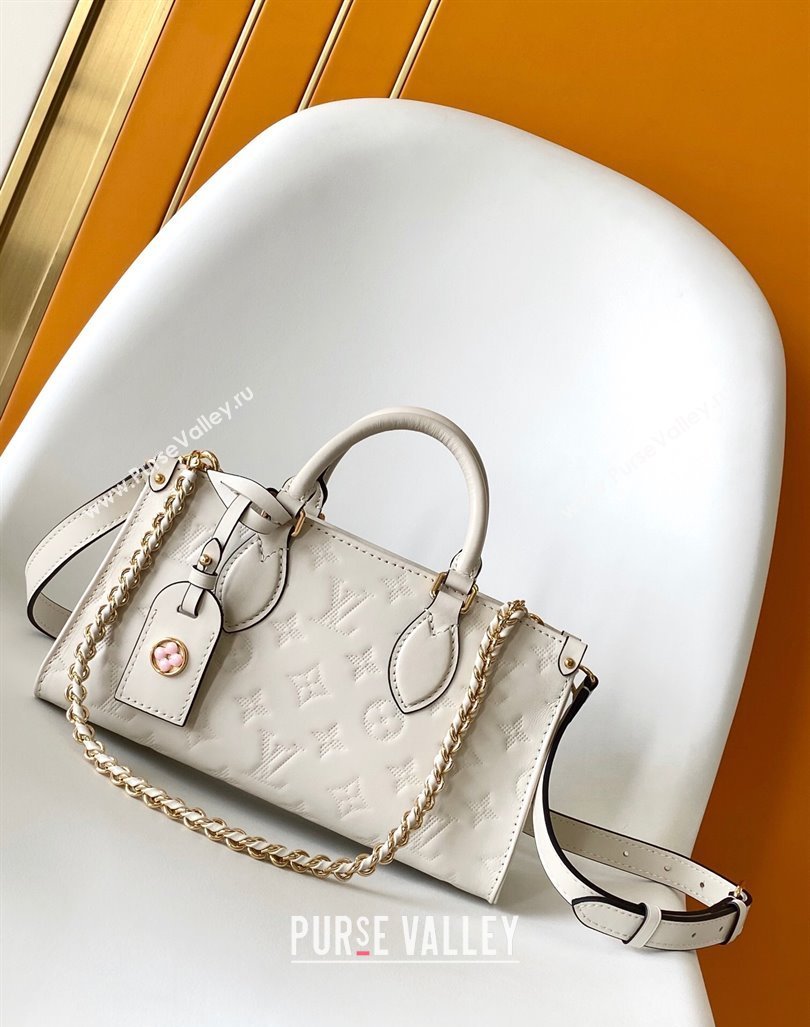 Louis Vuitton OnTheGo East West Tote Bag in Monogram embossed Calfskin M11274 White 2024 (K-24092601)