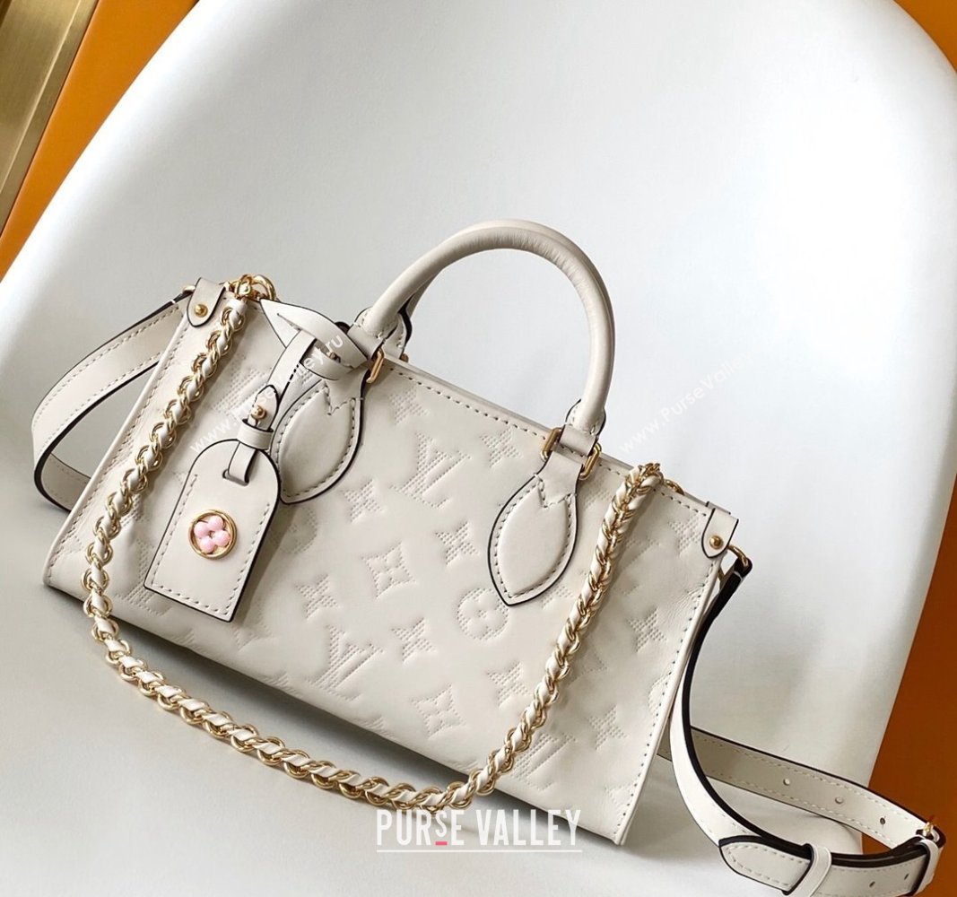 Louis Vuitton OnTheGo East West Tote Bag in Monogram embossed Calfskin M11274 White 2024 (K-24092601)