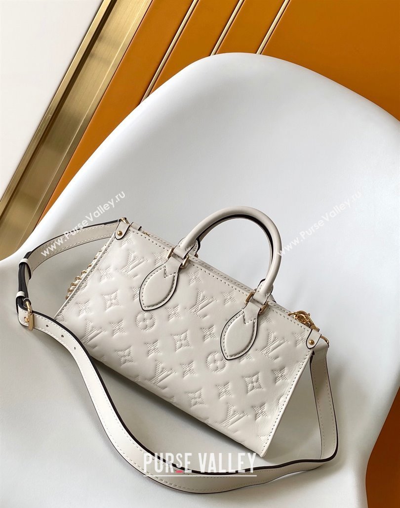 Louis Vuitton OnTheGo East West Tote Bag in Monogram embossed Calfskin M11274 White 2024 (K-24092601)