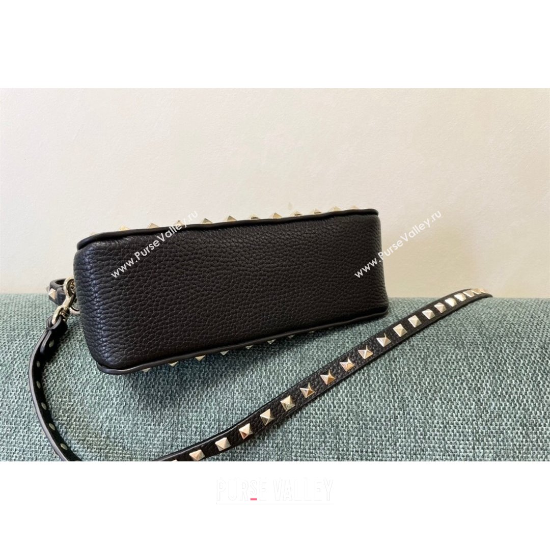Valentino Small Rockstud Grainy Calfskin Crossbody Bag Black 2021 5500 (JD-21090940)