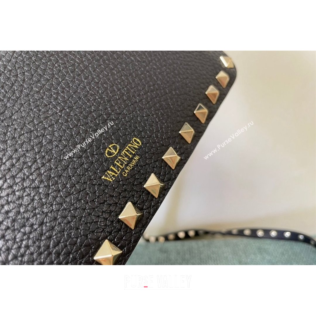 Valentino Small Rockstud Grainy Calfskin Crossbody Bag Black 2021 5500 (JD-21090940)
