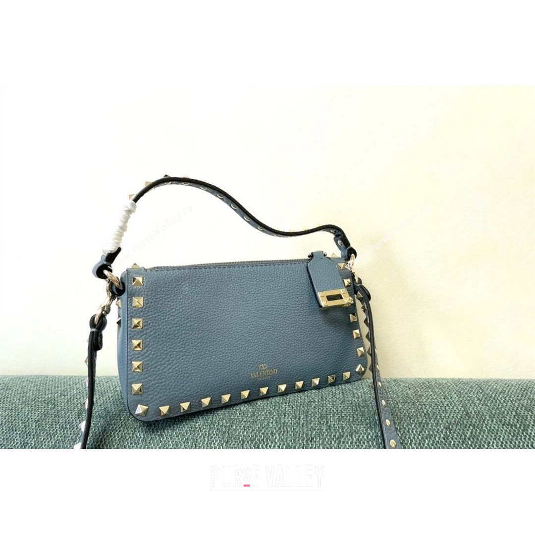 Valentino Small Rockstud Grainy Calfskin Crossbody Bag Blue 2021 5500 (JD-21090943)