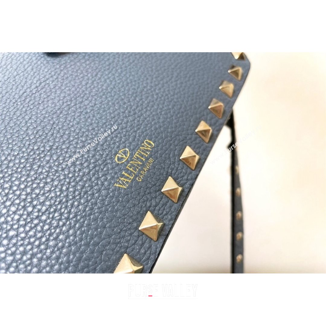 Valentino Small Rockstud Grainy Calfskin Crossbody Bag Blue 2021 5500 (JD-21090943)