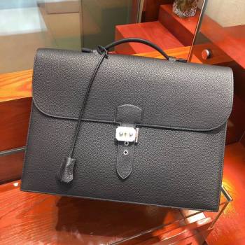 Hermes Sac a Depeches 38 Briefcase in Togo Leather Black 2024(Full Handmade) (XYA-24082107)