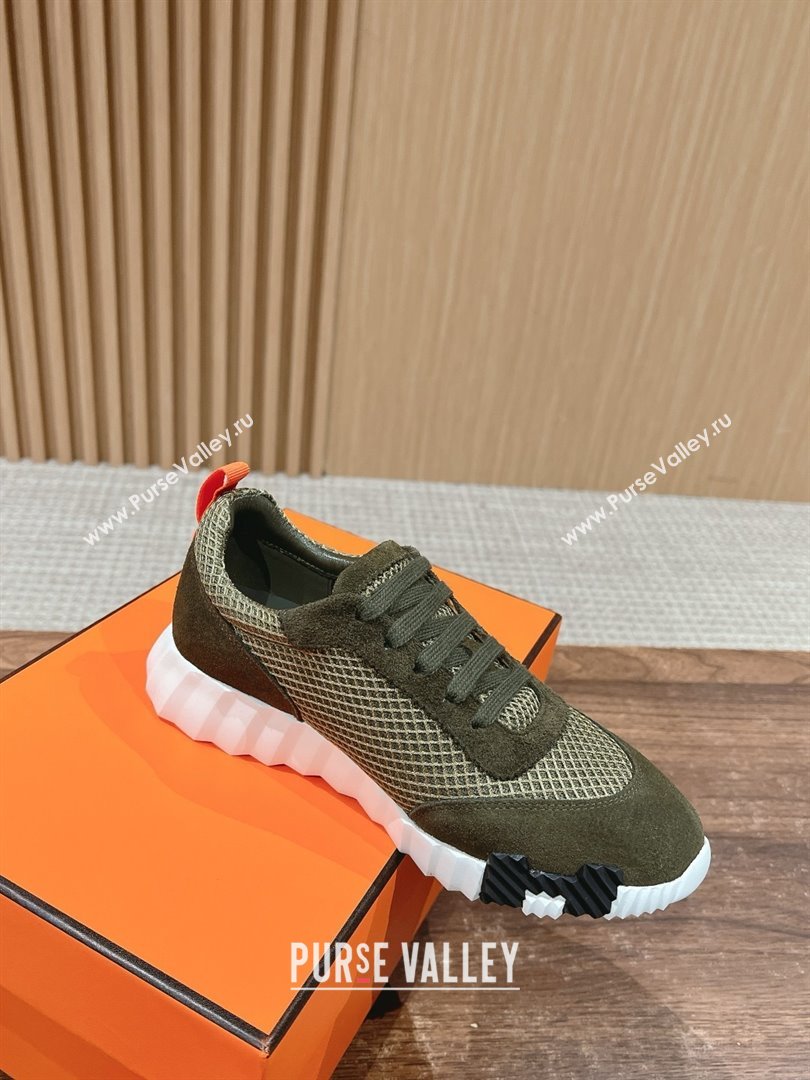 Hermes Bouncing Sneakers in Mesh and Suede Green/Orange 2025 (MD-25020802)