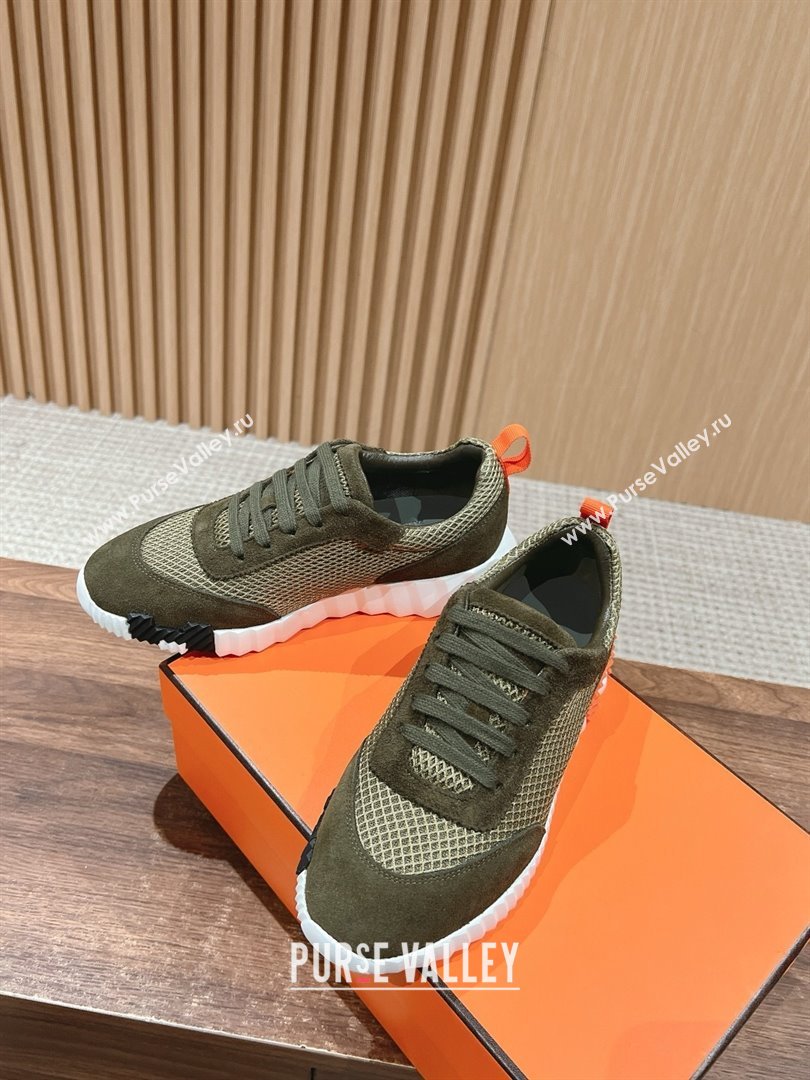 Hermes Bouncing Sneakers in Mesh and Suede Green/Orange 2025 (MD-25020802)
