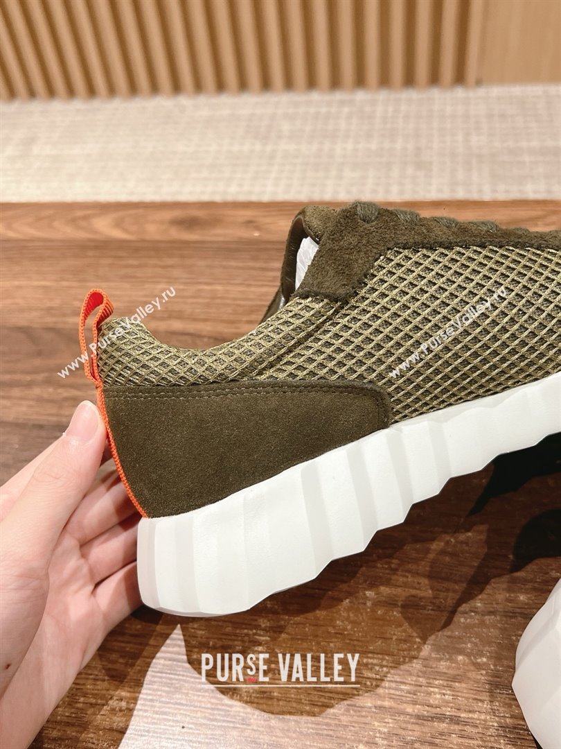 Hermes Bouncing Sneakers in Mesh and Suede Green/Orange 2025 (MD-25020802)