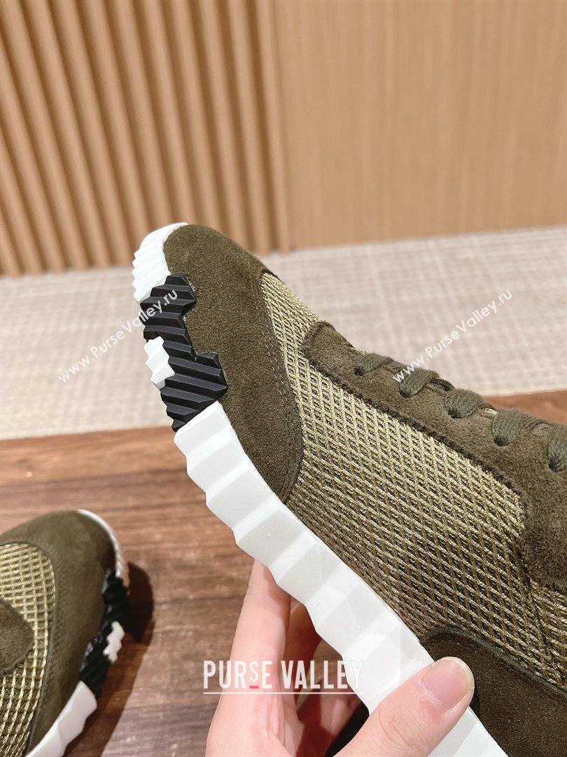 Hermes Bouncing Sneakers in Mesh and Suede Green/Orange 2025 (MD-25020802)