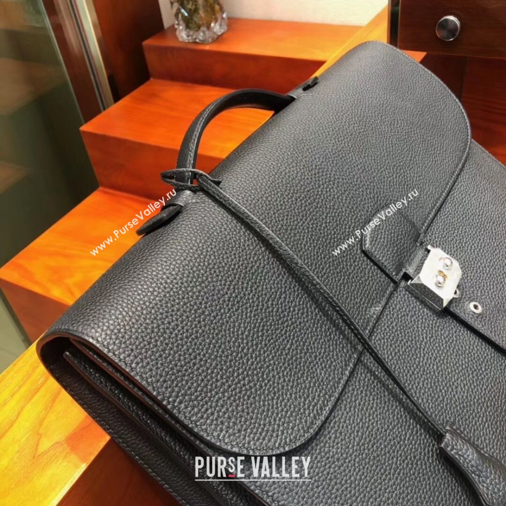 Hermes Sac a Depeches 38 Briefcase in Togo Leather Black 2024(Full Handmade) (XYA-24082107)